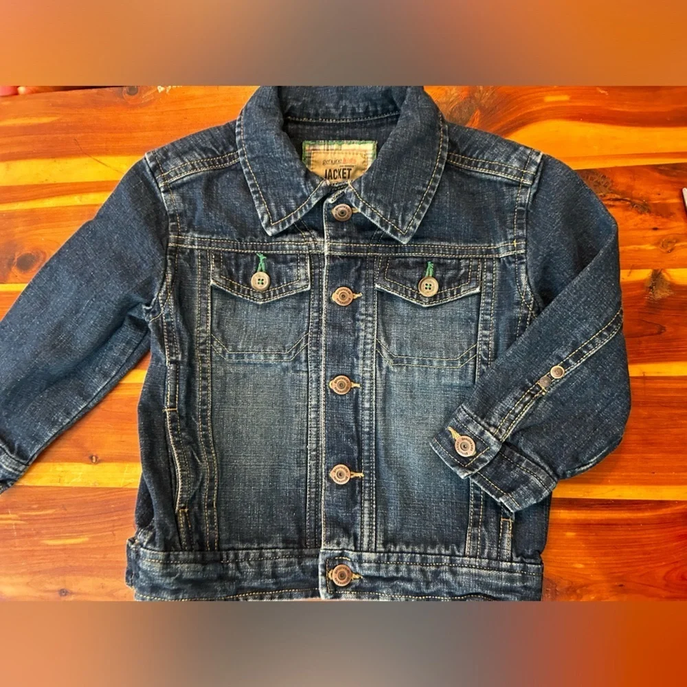 Vintage 2003 OshKosh B'gosh Unisex Kid's Blue Jean Denim Jacket Size 2T